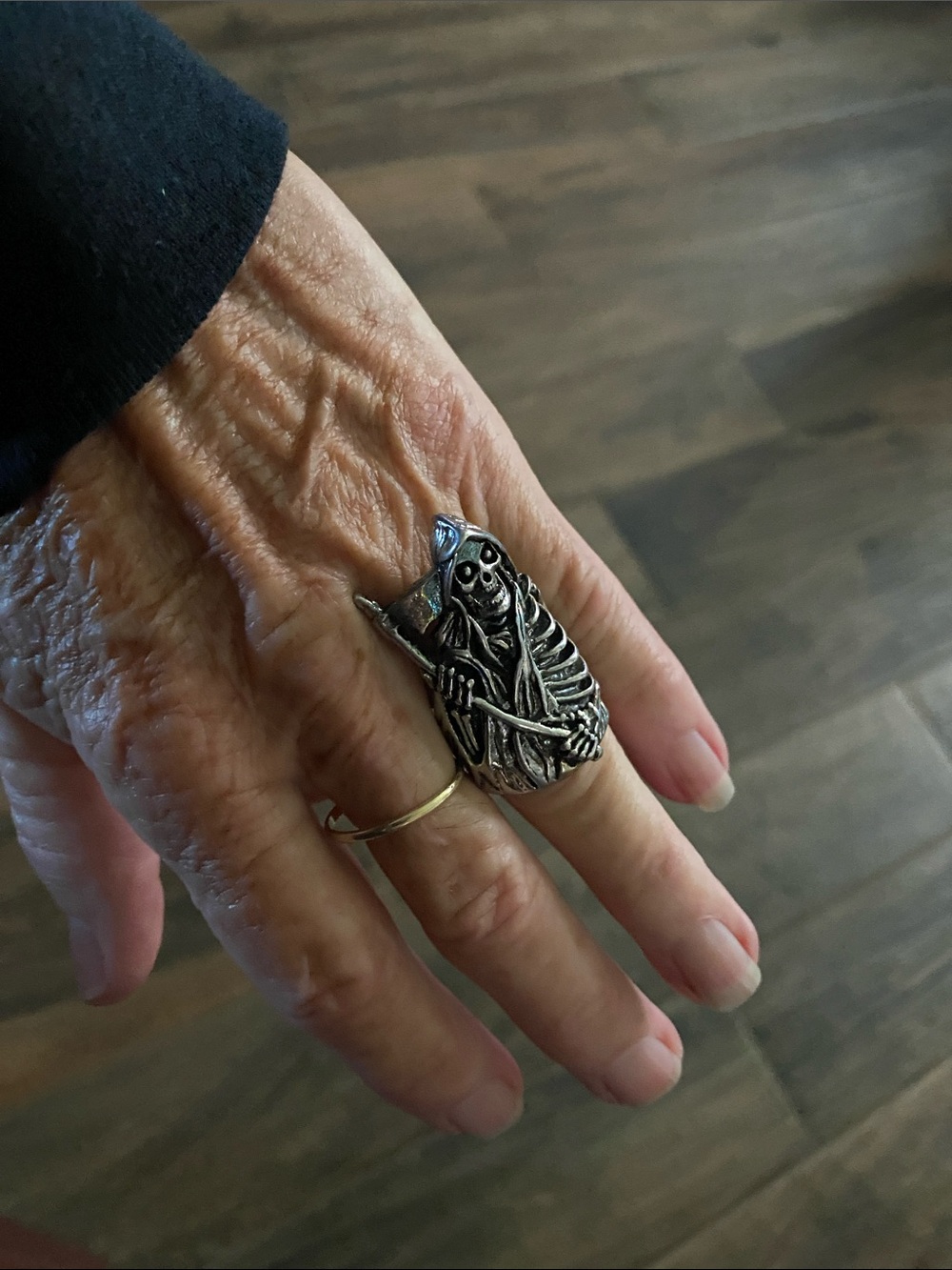 Silver-tone Skeleton Reaper Ring